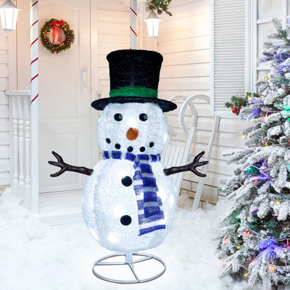 Dynaming 31.5 Inch Lighted Snowman Christmas Decorations, 45 LED Pre-Lit Light up Snowman with Top Hat, Collapsible Pop up Snowman for Outdoor Indoor Home Yard Garden Lawn Holiday Xmas Party