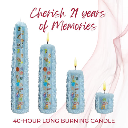 Biedermann & Sons Numbered Birthday Pillar Candle 1 to 21 (Baby Blue), 15 Inch Round, Unscented Paraffin Wax, Approx 30 to 40 Hour Burn, Dripless Candle for Party Decor