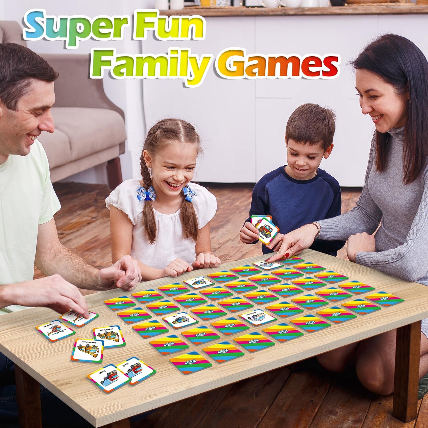 Aizweb Match Game,Memory Game, Vehicle 48 Pcs Toddler Card Games for Kids Ages 3 4 5 6,Flash Cards for Preschool Kindergarten Learning Activities,Educational Toys Homechool Supplies