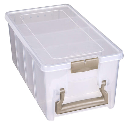 ArtBin Semi Satchel Portable Craft Organizer with 3 Dividers - Clear Plastic Storage Case for Art & Craft Supplies
