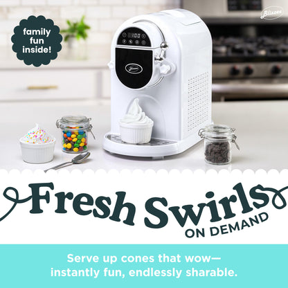 BLIZZEE Soft Serve Ice Cream Machine 1.25Qt | No Pre-Freezing Automatic Ice Cream Maker | Built-In Compressor | LED Digital Display | Perfect for Soft Serve, Frozen Yogurt, Dairy Free and More
