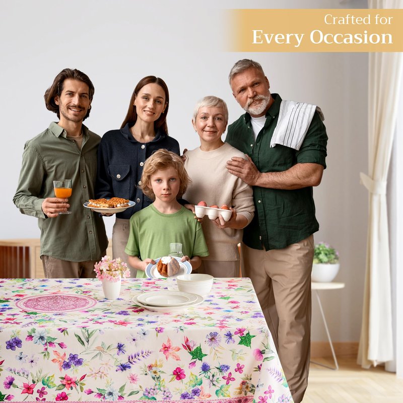 Maison d' Hermine Table Cloth Square Table 100% Cotton 54 x 54 Inches Tablecloth Reusable Decorative for Dining Kitchen Room Farmhouse Home Gifts for Mothers Day Spring Summer - Chardon