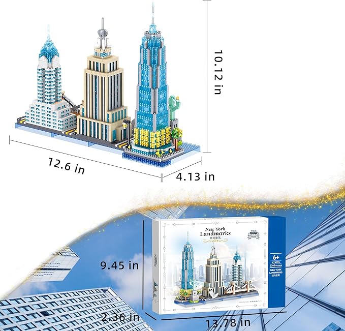 New York Skyline Micro Mini Building Blocks Set - 3262PCS Famous New York Landmarks Model Toys Building Bricks Kit for Adults Ideal Architecture Building Blocks Home&ampOffice Décor Gift(New York)