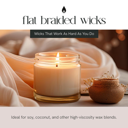 EAP Innovations CD-3 Candle Making Wicks, Ideal for Vegetable-Based Waxes, Flat Braided, Coreless Wicks for Candle Making & Consistent Flame, 3" Length, Pack of 100