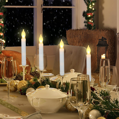 Macarrie 108 Pieces Flameless LED Taper Candles Battery Operated Candles, Flickering Light Electric Handheld Candlesticks, Halloween Christmas Church Party Weddings Decoration(White, Warm White Light)