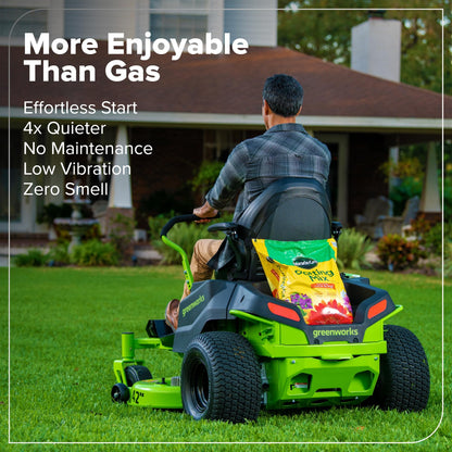 Greenworks 80V 42" CrossoverZ Zero Turn Riding Lawn Mower, (6) 6.0Ah Batteries and 600W Charger