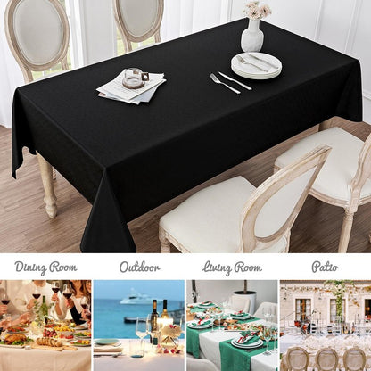 Veblandy Rectangle Tablecloth Waterproof 52x70 inch Linen Textured Table Cloth Stain and Wrinkle Resistant Washable, Decorative Fabric Table Cover for Dining, Party and Camping, Black