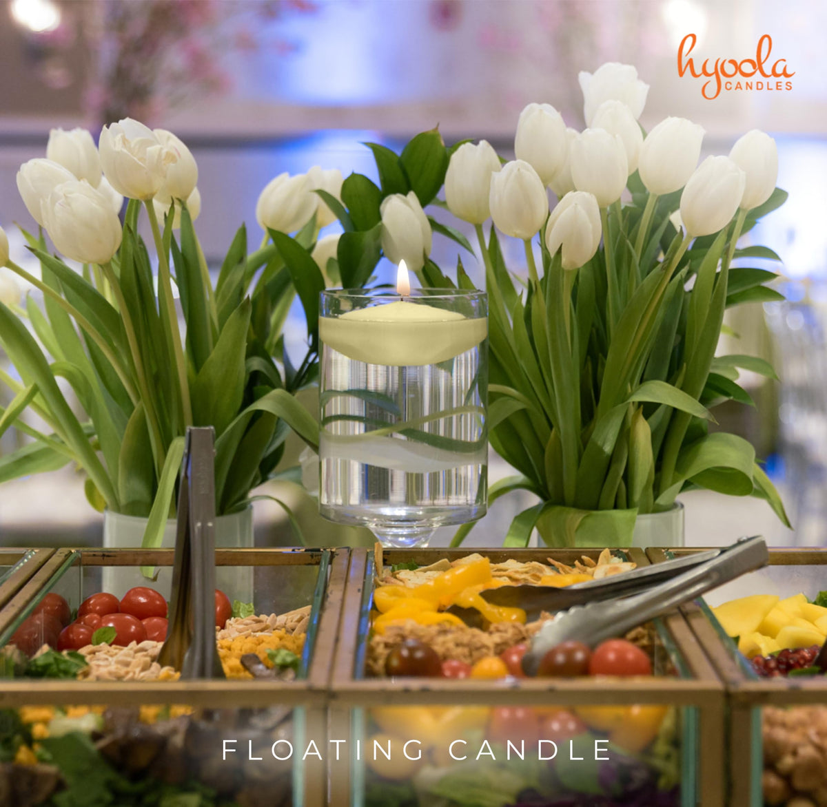 Hyoola Premium Ivory Floating Candles 3 Inch - 8 Hour - 12 Pack - European Made