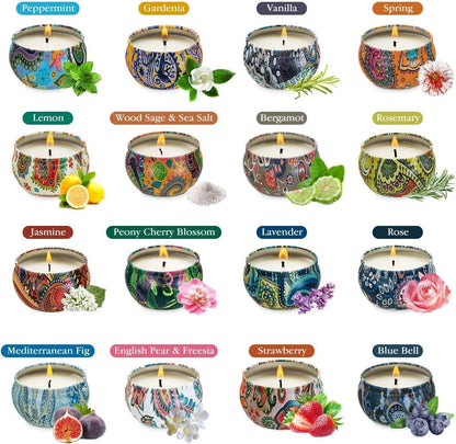YOROXRG Set 16 Pack Scented Candles Gifts Soy Wax Travel Tin Jar Candles for Home 2.5 OZ Scented Candles for Mom for Christmas, Birthday, Thanksgiving, Mother's Day…