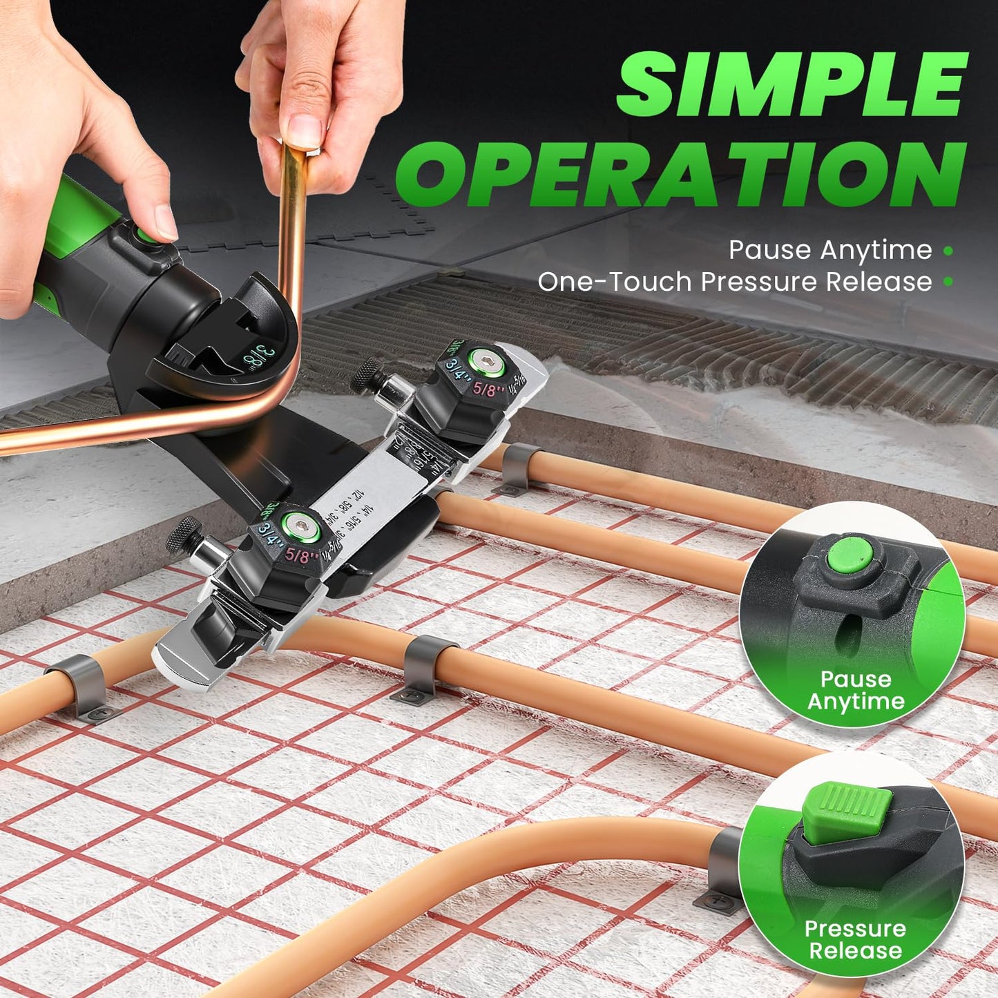NEWTRY Electric Tube Bender for Soft Copper Tubing 12V Power Tubing Battery 1/4"-7/8" Copper Tube Bender with & 2200mah Battery Tubing Bender for HVAC Automobiles Hydraulic Systems