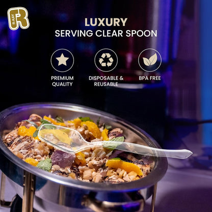 18 Pcs Clear Plastic Serving Utensils Set - 6 Clear Plastic Serving Spoons, 6 Tongs And 6 Forks - Heavy Duty Disposable Serving Utensils Set For Parties