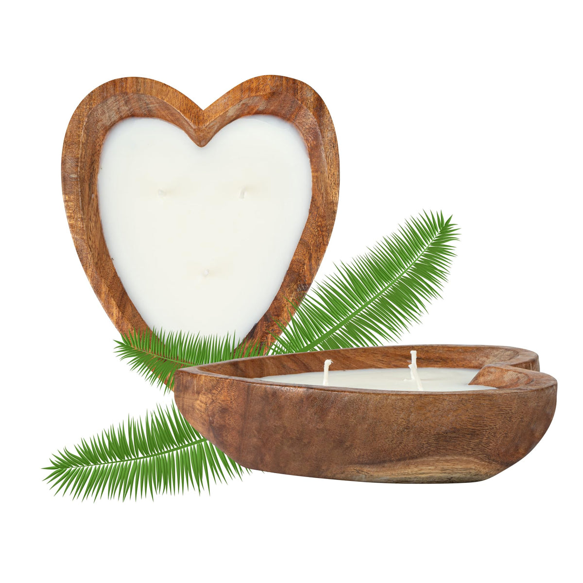 Restaurantware Wooden Bowl Candle - Case of 1-7.09 x 5.51 x 1.97 Inches - Soy Wax Aromatherapy Candle - Handmade Design - Brown Heart Shaped Home Decor