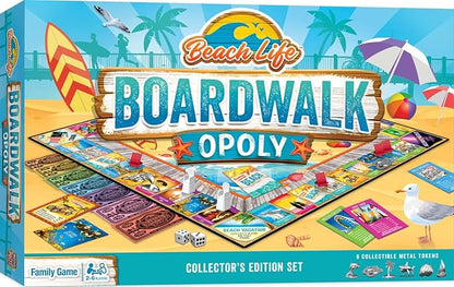 Beach Life Boardwalk Opoly - Premium Quality Educational and Fun Activity for Kids and Families - Great Gift Idea for Holidays Birthdays and Everyday Playtime – Classic Style Board Game
