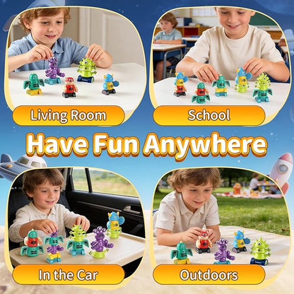 Magnetic Robot Building Toys for Kids 3-8 STEM Magnetic Monster Set DIY Stacking Robots with Storage Box Ideal Birthday for Boys Girls Age 3 4 5 6 7 8