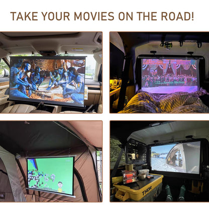 Projector Screen Small for Car, 40 inch 16:9, 4K HD, Portable Projection Screen Retractable, Manual Pull Down and Roll Up Mini Screen, Fitting Car, SUV, RV and More (Manual Rolling)
