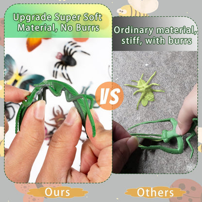30 Pack Bug Toys Fake Plastic Bugs and Insects for Kids Toddler Halloween Birthday Party Favors Easter Valentines Basket Stuffers Goodie Bag Fillers April Fool's Day Prank Gifts Fake Bugs Toys