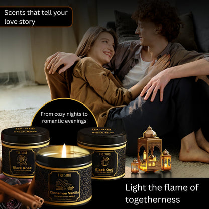 Candle Gift Set of 3 Sage Pine|Jasmine|Black Rose Strong Scented Soy Candels Natural Non Toxic Velas Aromáticas Favors for Women Coworkers Friends Guests Also for Fall Diwali Christmas Holidays