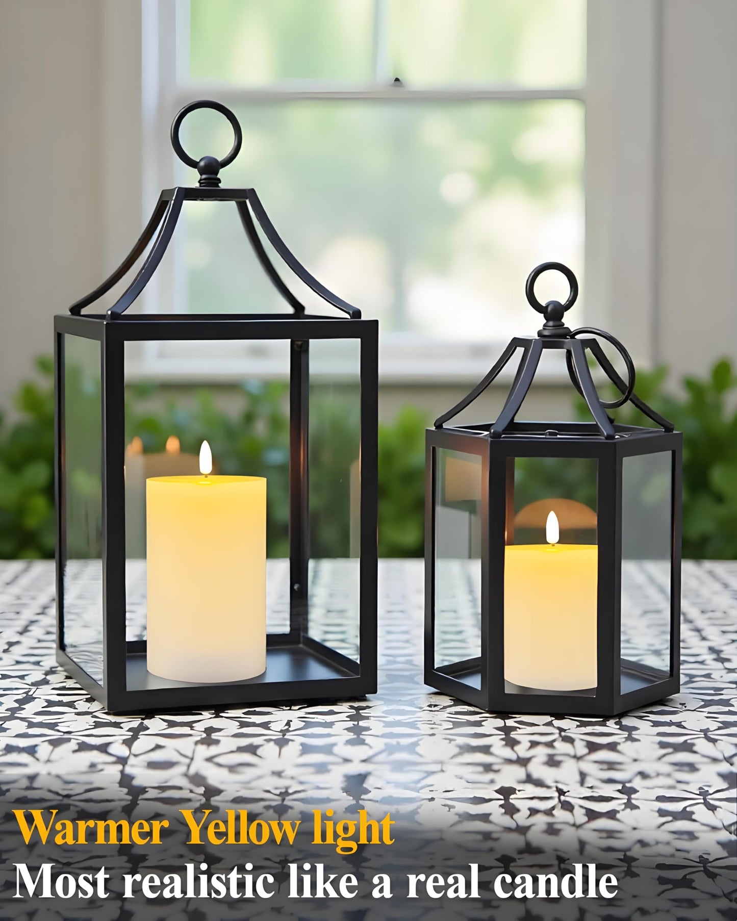 Gmnee 3"x4" Flickering Flameless Candles with Remote Timer, 3" Diameter White Pillar, Real Wax, Set of 2 Large Battery Operated LED Candles for Table and Fireplace Decor (H 4")