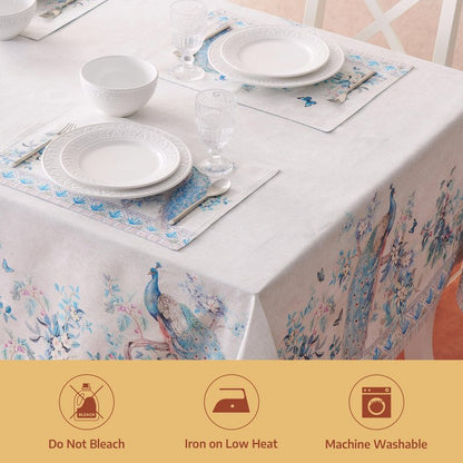 Maison d' Hermine Premium Table Cloth Rectangle Table 100% Combed Cotton 120 x 70 Inches Tablecloth Reusable Decorative for Dining Room, Farmhouse, Party, Festive & Wedding - Peacock Utopia - Orginal