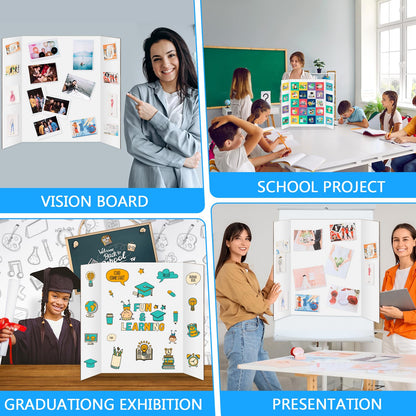 10 Pack Trifold Poster Board 48" X 36", IKAYAS Single Sided White Poster Boards, Science Fair Display Boards Posterboard for Mounting, Prints,Art,Display,Projects Classroom Supplies