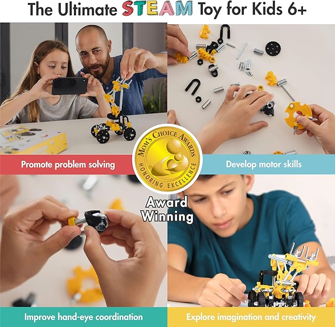 The Off Bits Build Your Own Excavator Toy 150+ Pcs Vehicle Construction Toys LoaderBit Educational Stem Building Toys STEAM Gift for Kids Engineering Kit for Kids 8 9 10 11 12 Years Old