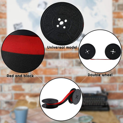 Tenare 4 Pairs Universal Typewriter Ribbon Twin Spool Ribbon Twin Spool Replacement Pack for Most Typewriter (Red,Black)