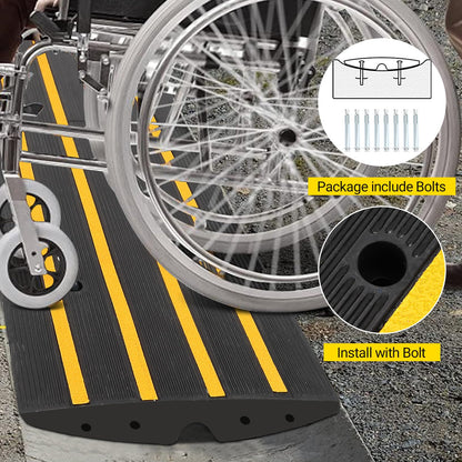 48" Driveway Ramp, 3 Pack Heavy Duty Rubber Curb Ramps for Cars, SUVs, Trucks | Low Profile Design with Water Drainage Channel | Garage & Sidewalk Transition Solution