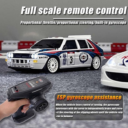LDRC 2802PRO 1/28 Mini RC Drift Car GTR 2.4GHz 4WD RTR with Gyro and 4PCS Drift Tires Racing Radio Control Cars (White)