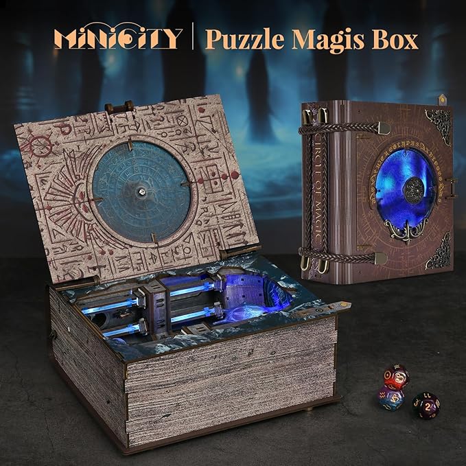 Magic Booknook Building Set with LED Light Mini Bookend Building Kit for Bookshelf &amp Home Decor DIY Miniature Book Nook Building Model for Kids Adults Teens (Circle of Magic)