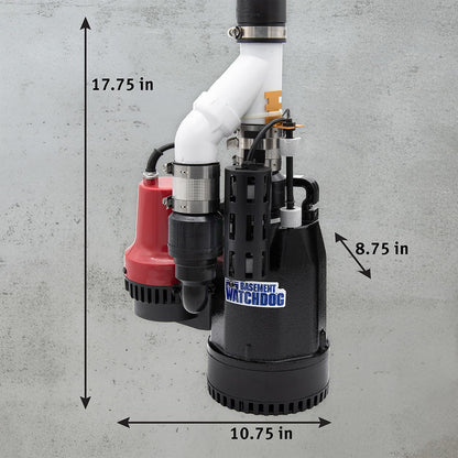 The Basement Watchdog Combo Preassembled Primary & Battery Backup Sump Pump System w/Monitoring Controller (CITE-33); Copper-Wound PSC Motor