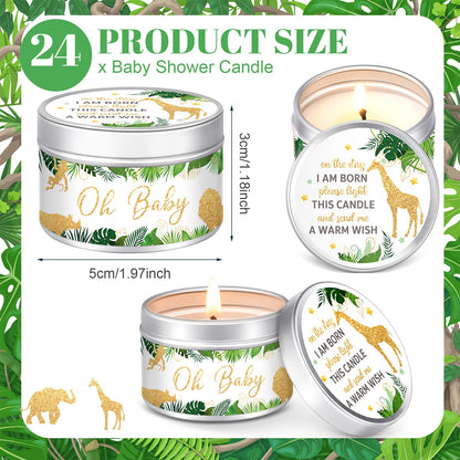 MTLEE 24 Pcs Jungle Animal Baby Shower Party Favors Candles Lavender Scented Baby Shower Favors for Guests Rustic Tealights Candles Gender Reveal Return Gifts (1.2 oz, Khaki)