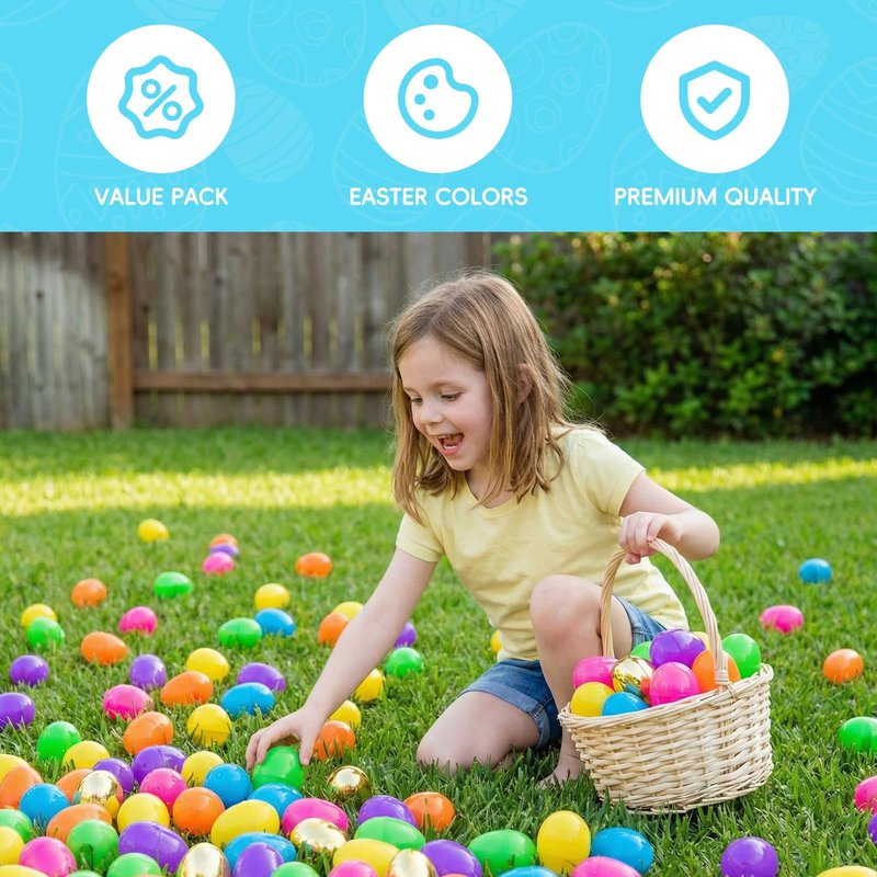 MGparty 72 Pcs Large 4" Easter Eggs Plastic Empty Eggs Bulk with 6 Golden Eggs, Fillable Easter Eggs for Egg Hunt, Easter Basket Stuffers, Party Favors, Decorations