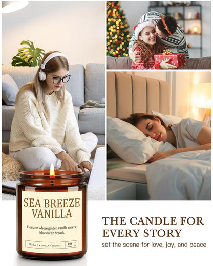 4 Pack Scented Candles for Home Scented: Soy Candles for Women, Up to 200H Burning Aromatherapy Candle Set, Jar Candle Gift Set for Birthday Valentine's Day, Scents of Sage/Vanilla/Lavender/Eucalyptus