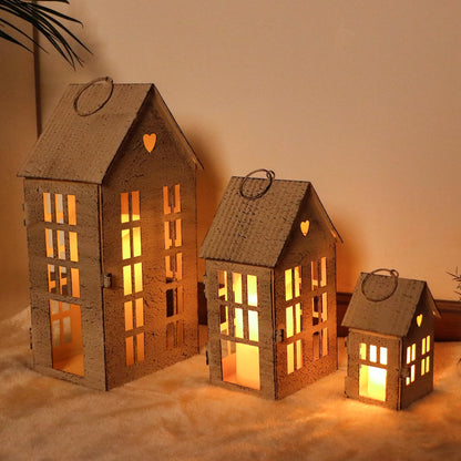 TRIROCKS 3 Pcs Decorative Mantel Shelf Tea Light Lanterns 13.5"&9.5"&5.5" H Village Farmhouse House Candle Holders for Home Decor Patio Wedding Parties Ornaments Indoors Outdoors(Cream White)