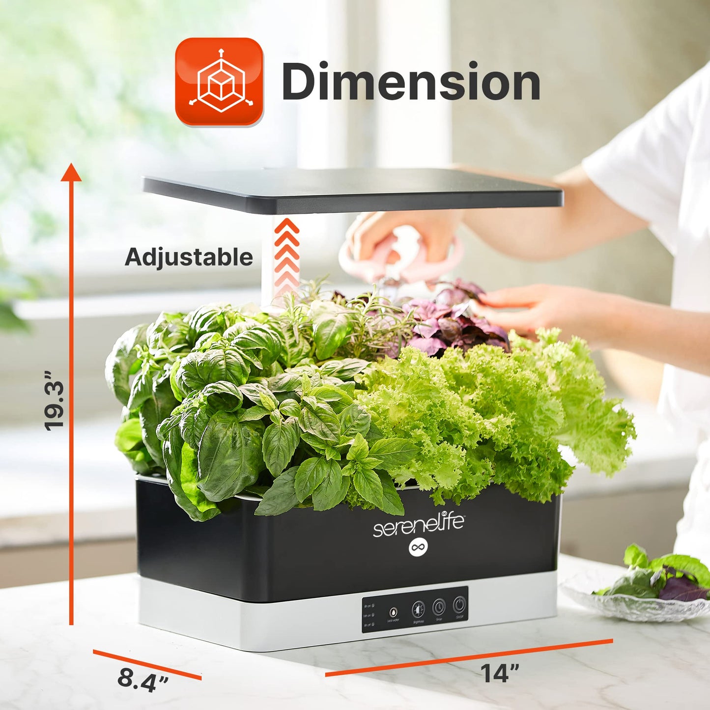 Hydroponic Herb Garden 11 Pods, Indoor Growing System,Smart Indoor Plant System w/Height Adjustable LED Grow Light (Black)