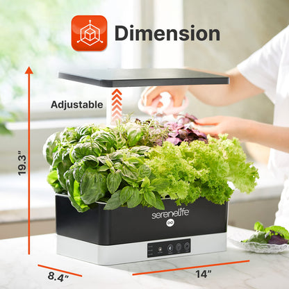 Hydroponic Herb Garden 11 Pods, Indoor Growing System,Smart Indoor Plant System w/Height Adjustable LED Grow Light (Black)