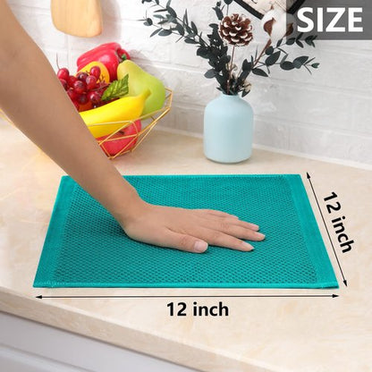 Homaxy 100% Cotton Waffle Weave Kitchen Dish Towels, Ultra Soft Absorbent Quick Drying Cleaning Towel, 13 x 28 Inches, 12-Pack, Teal