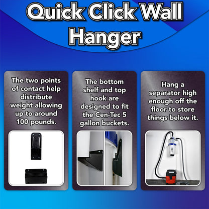 Wall Hung Assembled Quick Click Separator with 5 Gallon Locking Bin and 10 Ft. Commercial Dust Collection Hose
