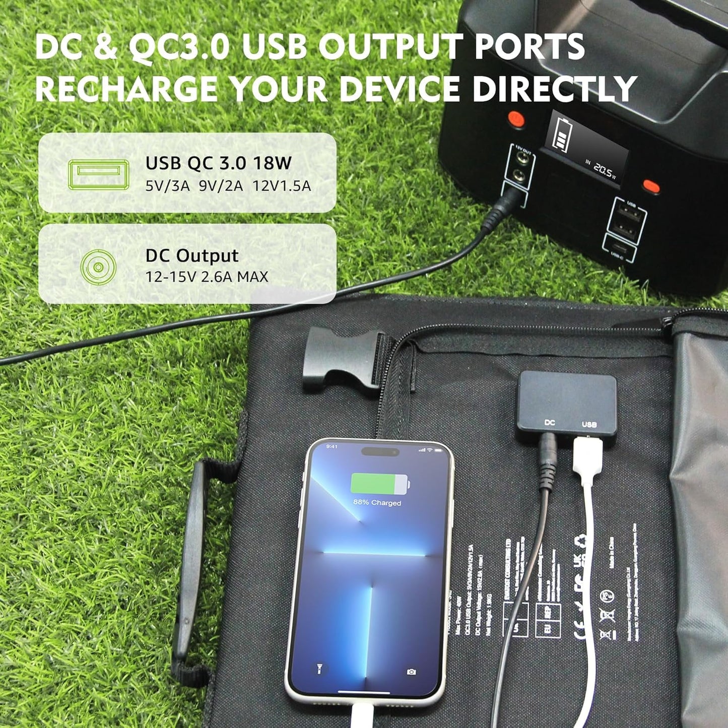 Portable Solar Generator, 300W Portable Power Station with Foldable 40W Solar Panel, 110V Pure Sine Wave, 296Wh Lithium Battery Pack with DC AC Outlet for Home Use RV Outdoor Camping Adventure