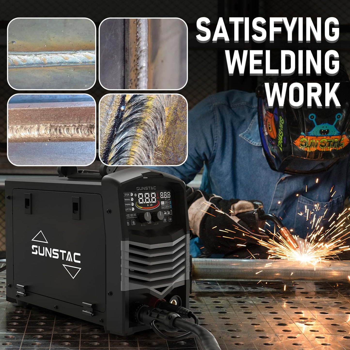 MIG Welder, 180A 110V/220V Gas MIG/Gasless MIG/Lift TIG/Stick 4 in 1 MIG Welding Machine, MIG with IGBT Inverter Synergic Control, Digital Screen Display and Over Loading Protection