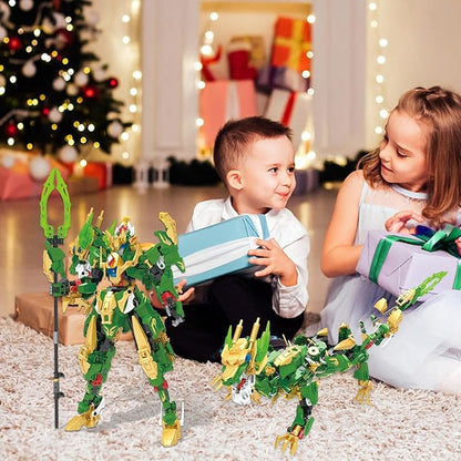 2-in-1 Transforming Robot Building Blocks Sets Mech Building Toy Action Figures Kits Model Creative Action Robot Dragon Toy Gifts Perfect for Valentine's Day Birthday