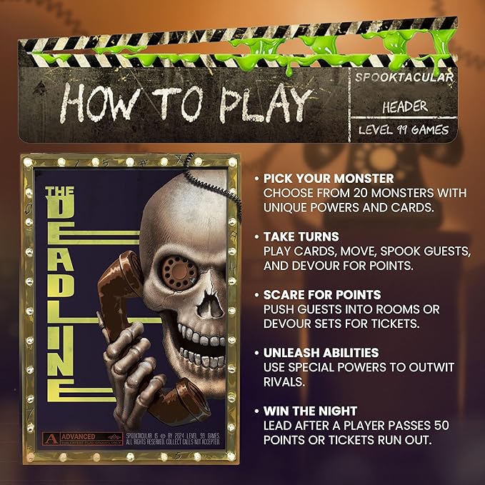 Spooktacular Board Game – Play as 20 Spooky Cinema Monsters Horror Strategy Game for 1-5 Players