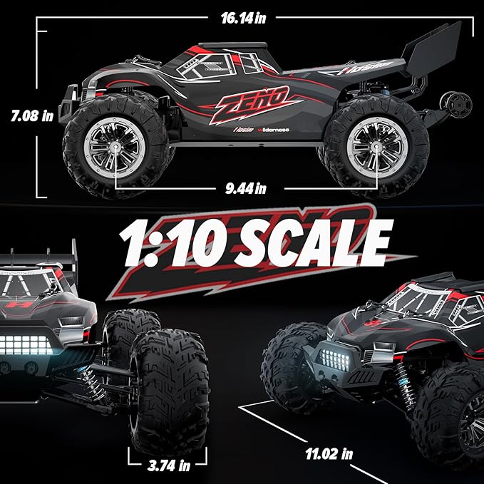 Hosim 1/10 RC Car for Adults &amp Boys 48+KMH Electric Remote Control Car High Speed Large RC Truck 4X4 Off-Road All Terrains Waterproof Monster Trucks Hobby RC Cars Toys Gifts for Boys 8-12