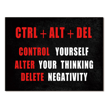 Pyradecor Black Red and White Motivational CTRL+ALT+DEL Classroom Positive Quotes Inspirational Poster Canvas Prints Wall Art for Office Living Room Home Decorations