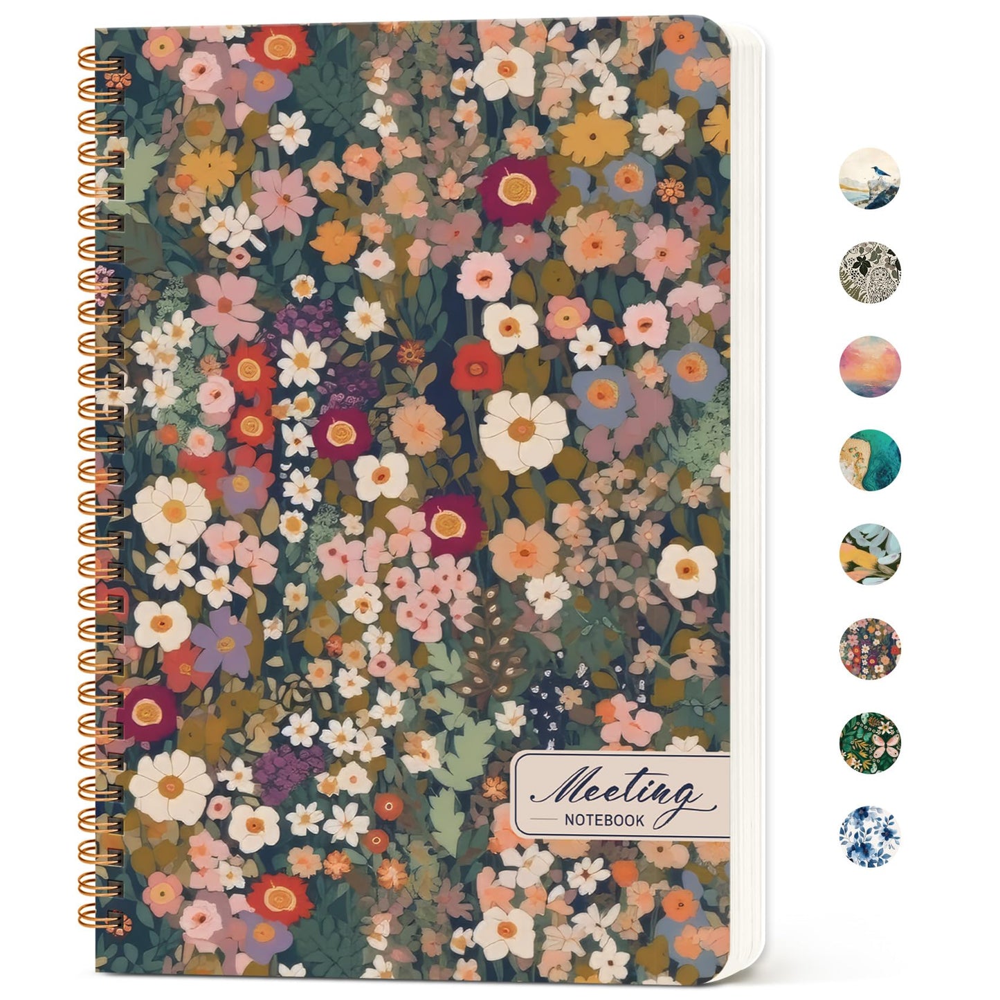 Taja Meeting Notebook for Work Organization - Work notebook with action items, Meeting Minutes Planner Notebook, Perfect Office Supplies for Men & Women - Garden