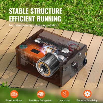 PCP Air Compressor 4500Psi/30Mpa, 300W Oil-Free Fast Fill Pump with Auto Shut-Off, Dual Power 12V DC & 110V AC, Built-in Fan, Portable Air Pump Paintball, Air Rifle, Airguns HPA Tanks