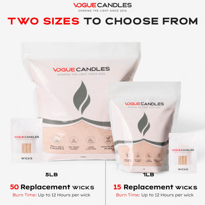 Vogue Candles Nude Pearled Candle Sand Wax (5 LB) – Sand Candle Kit w/50 Cotton Wicks for DIY Home Lighting – Plant-Based & Reusable Wax Granules Refill for Custom Vessels, Décor & Father’s Day Gifts