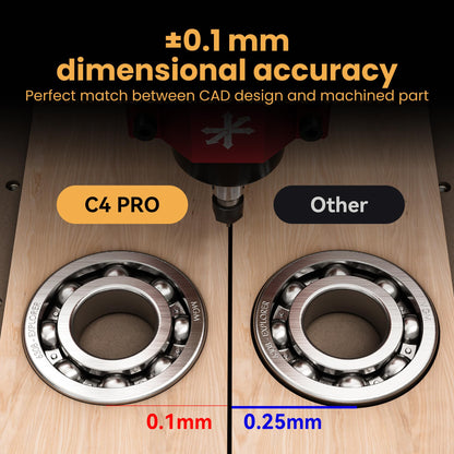AtomStack C4 Pro CNC Router 200W - Cuts Aluminum, Soft Metal, Wood, Acrylic, PCB - 16.5x16.5 in, 12,000 RPM Spindle, 4-Point Centering - Desktop Milling Machine, Grbl Compatible