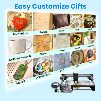 Longer RAY5 40W Laser Engraver Offers 24,000 mm/min Speed with air Assist, 3.5" Touchscreen, and Offline app Control for Precise Engraving on Multiple Materials. Class 4.