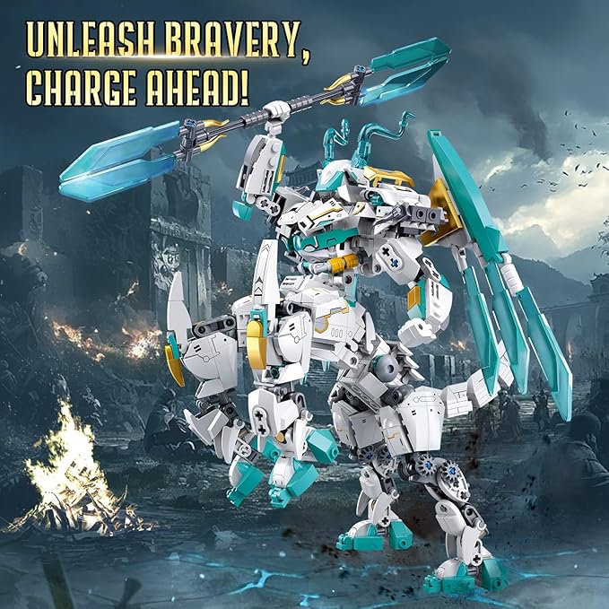 Mech Building Sets 2 in 1 Transforming Dragon Warrior Building Toys for Adult and Kids Age 8 9 10 11 12 Compatible with Lego Mech Set 731 PCS